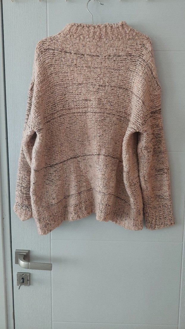 Bej Örgü Kadın Triko Yüksek Yaka Kazak - Görsel 2