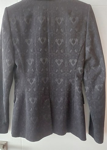 Kadın siyah Desenli Düğmeli Ofis Blazeri - Görsel 2