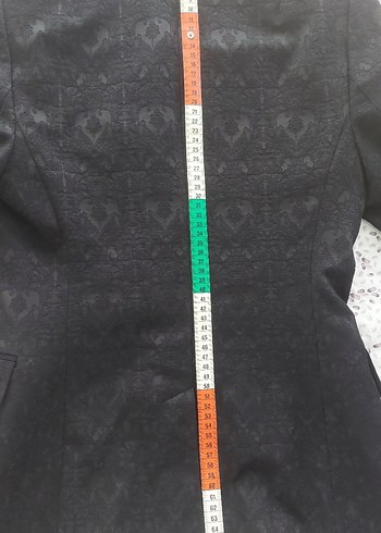 Kadın siyah Desenli Düğmeli Ofis Blazeri - Görsel 6