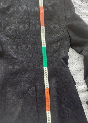 Kadın siyah Desenli Düğmeli Ofis Blazeri - Görsel 5