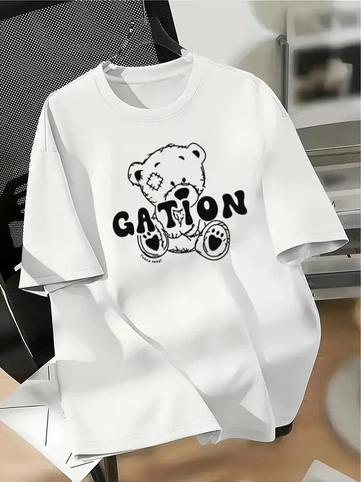 Diger Kadın Kahverengi Baskılı Kısa Kollu Tişört - Görsel 2