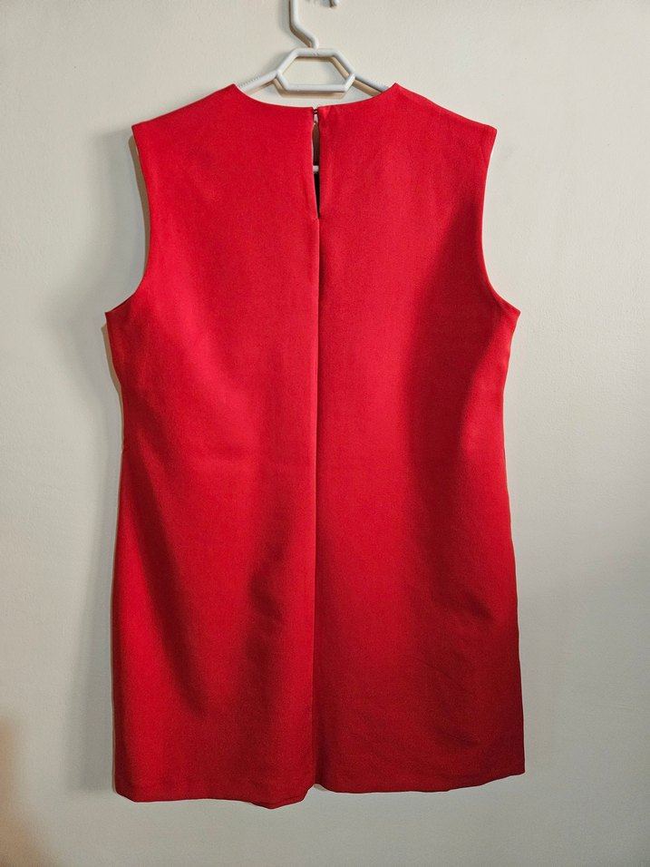 Kolsuz Kırmızı Mini Elbise - Görsel 2