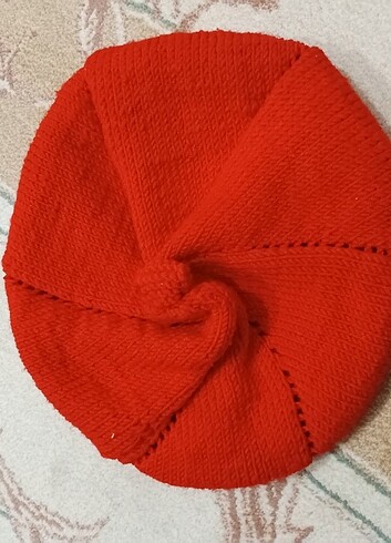 5-8 Yaş, 22 cm Beden bordo Renk Örme şapka 
