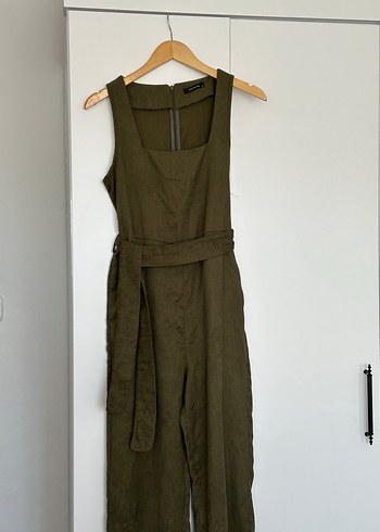 Kadın Haki Kemerli Askılı Tulum 36 beden - Görsel 2