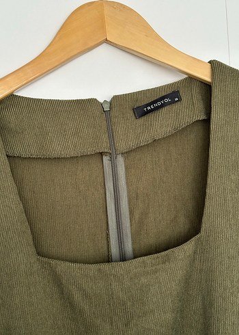 Kadın Haki Kemerli Askılı Tulum 36 beden - Görsel 4