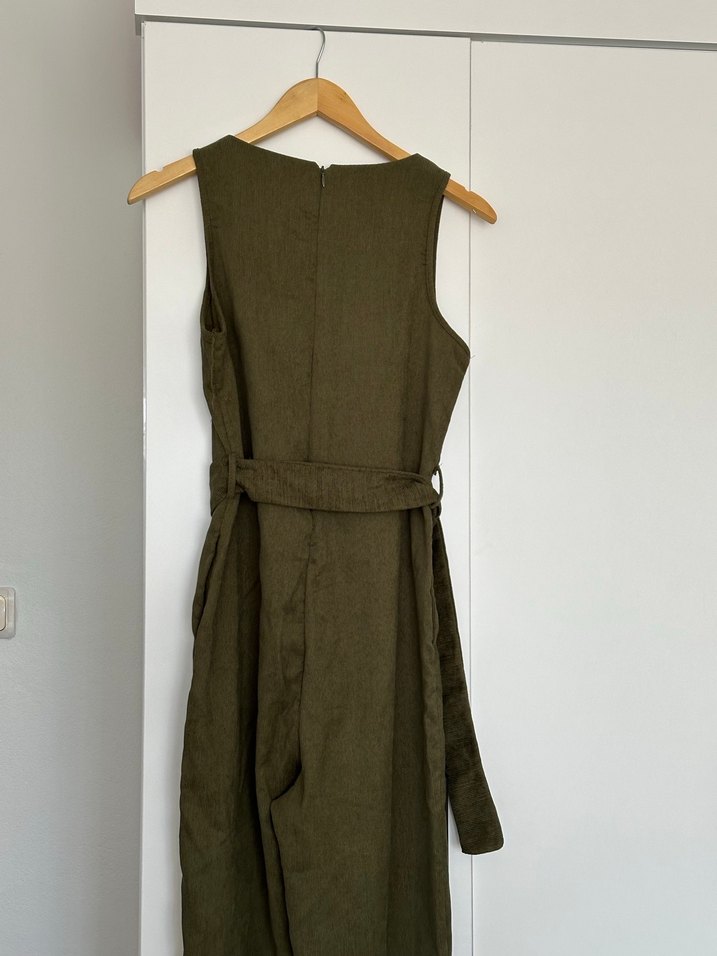 Kadın Haki Kemerli Askılı Tulum 36 beden - Görsel 5