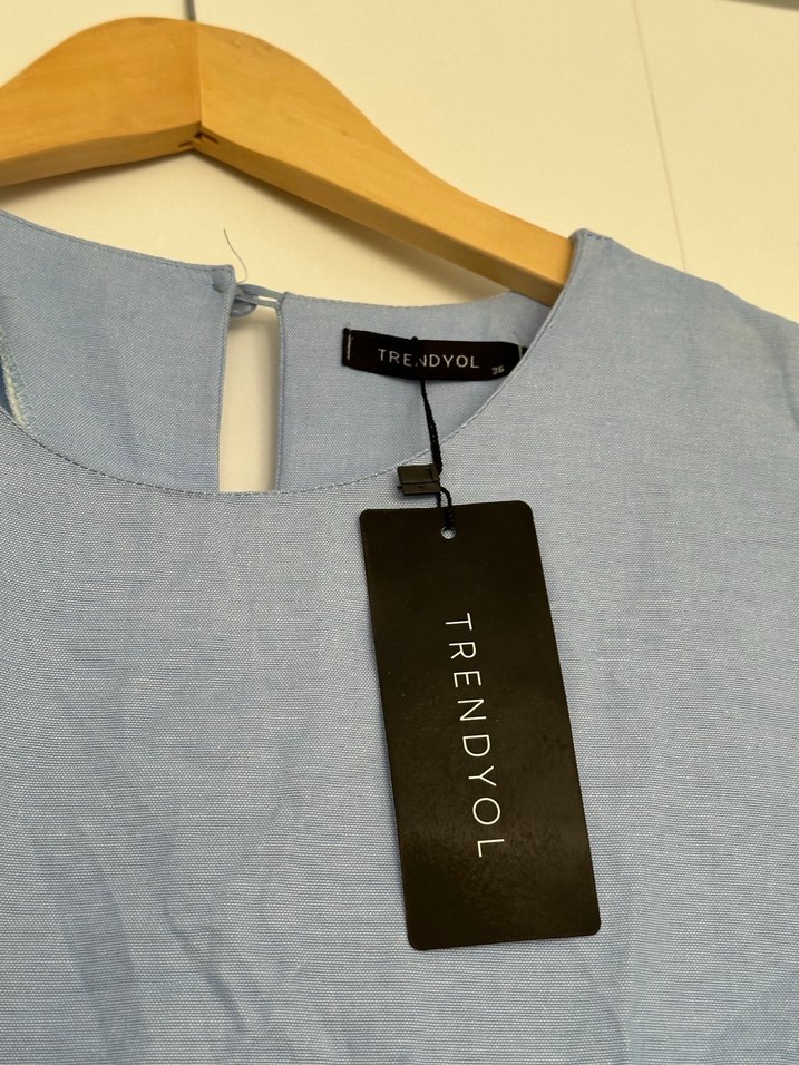 Mavi dut put elbise Uzun Keten Elbise 36 beden hiç giyilmedi - Görsel 4