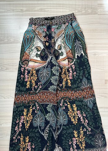 Bohem Desenli Kadın Uzun Kumaş Pantolon s beden - Görsel 2