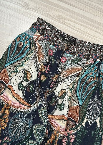 Bohem Desenli Kadın Uzun Kumaş Pantolon s beden - Görsel 3