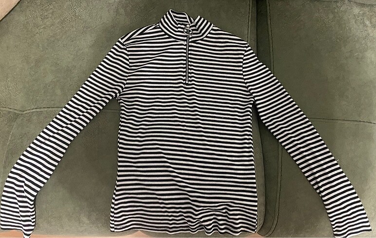 Koton çizigili fermuarlı body