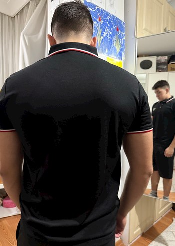 s/m Beden Siyah Düğmeli Erkek Polo yaka Tişört