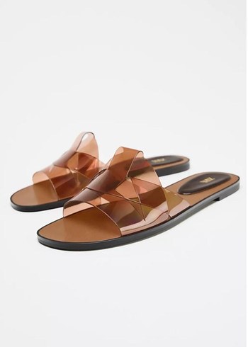 Zara Kahverengi Vinil Terlik