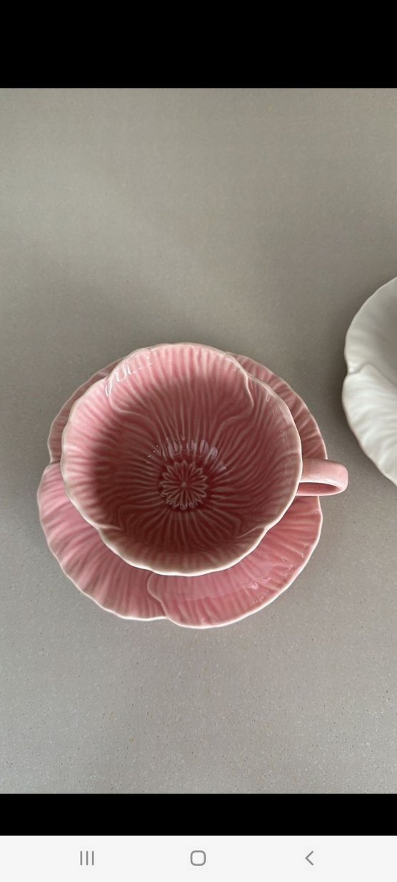 HM Pembe ve Beyaz Çiçek Desenli Fincan Takımı - Görsel 2