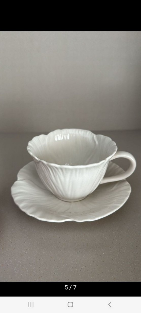 HM Pembe ve Beyaz Çiçek Desenli Fincan Takımı - Görsel 5