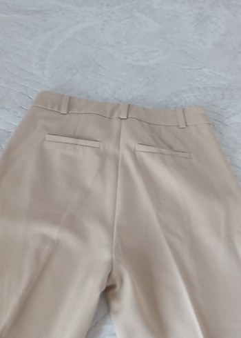 Krem rengi düğme detaylı Kadın Kumaş Pantolon - Görsel 5