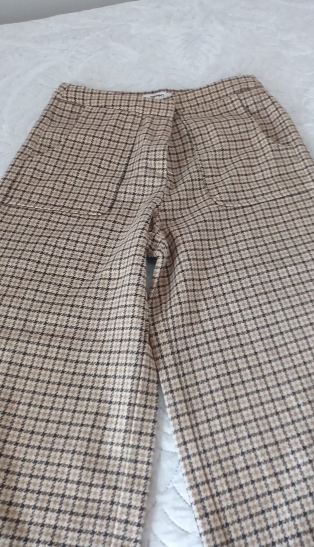 Kadın kareli Kumaş Pantolon - Görsel 2