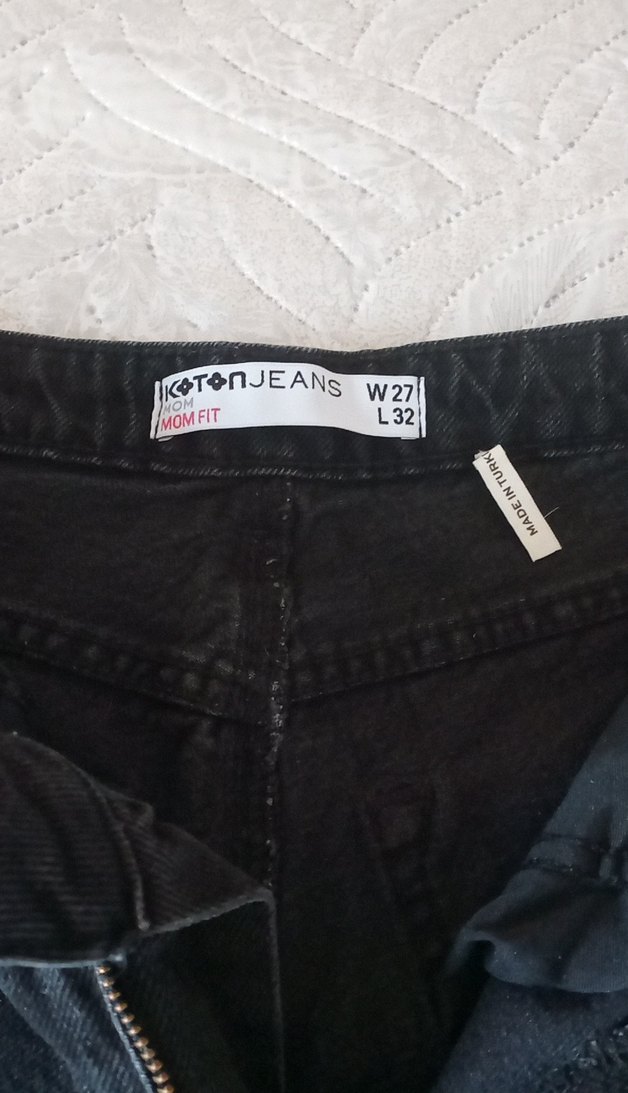 Püsküllü Siyah Bol Kesim Kadın Kot Pantolon - Görsel 2