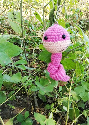 Amigurumi Pembe yılan anahtarlık