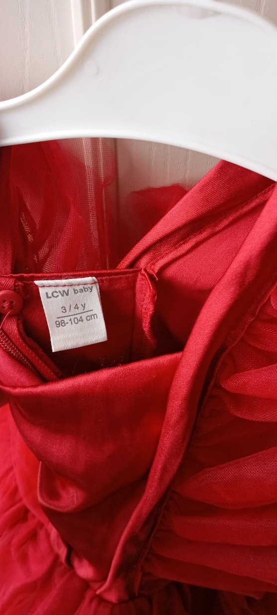 Kız Çocuk Kırmızı Fırfırlı Uzun Kollu Elbise - Görsel 5