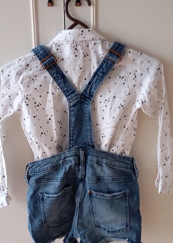 4-5 yaş kız çocuk için şortlu slopet gömlek ve elbise - Görsel 2