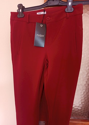 Kırmızı Düğmeli Kadın Kumaş Pantolon - Görsel 4