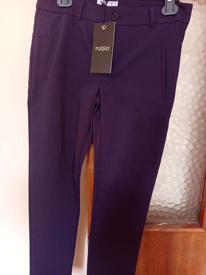 Mor Parlak Kumaş Kadın Pantolon - Görsel 3