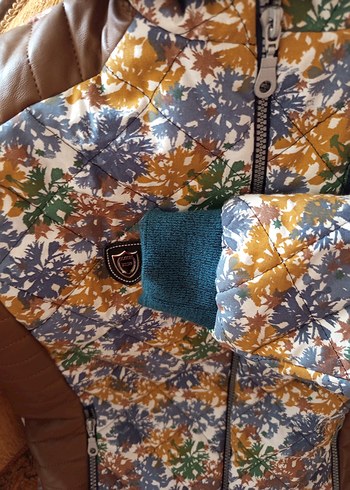 Desenli Kahverengi Kadın Kışlık Mont - Görsel 5