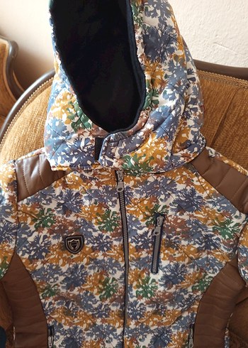 Desenli Kahverengi Kadın Kışlık Mont - Görsel 4