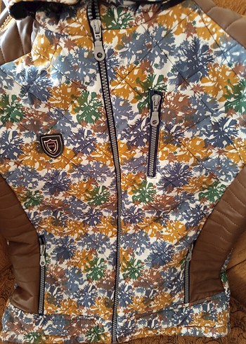 Desenli Kahverengi Kadın Kışlık Mont - Görsel 6