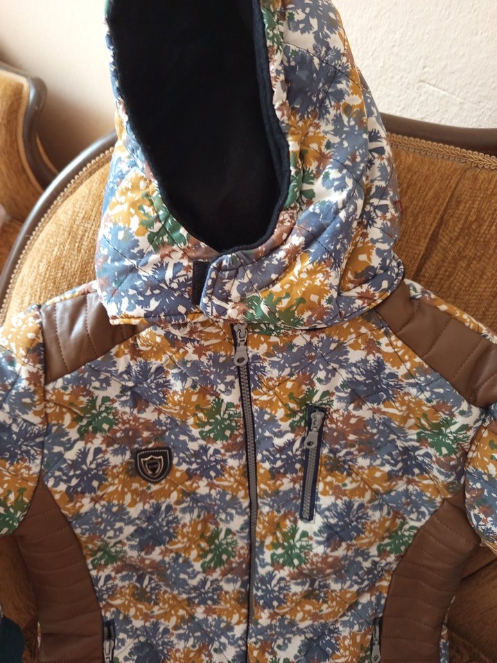 Desenli Kahverengi Kadın Kışlık Mont - Görsel 4