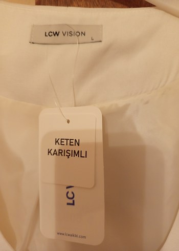Düğmeli Beyaz Pamuklu Kadın Yelek - Görsel 3