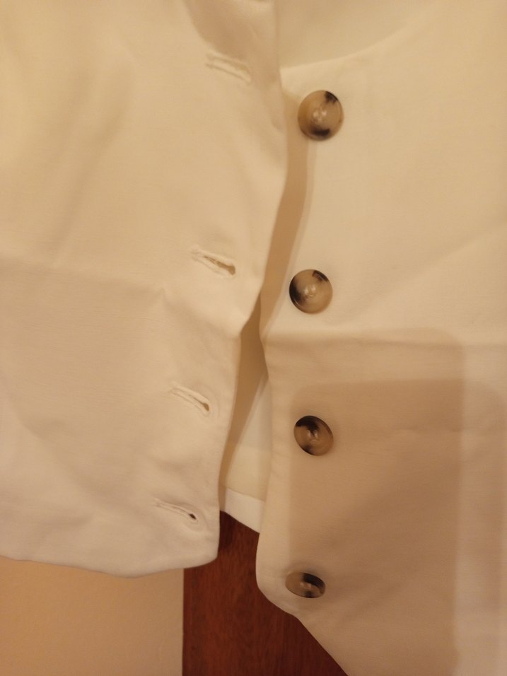 Düğmeli Beyaz Pamuklu Kadın Yelek - Görsel 2