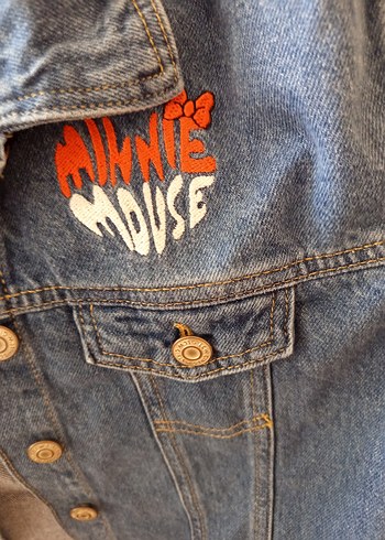 Kız Çocuk Mavi Baskılı Kot Ceket - Görsel 3