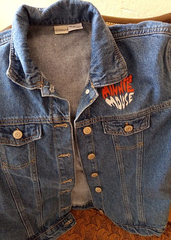 Kız Çocuk Mavi Baskılı Kot Ceket - Görsel 2