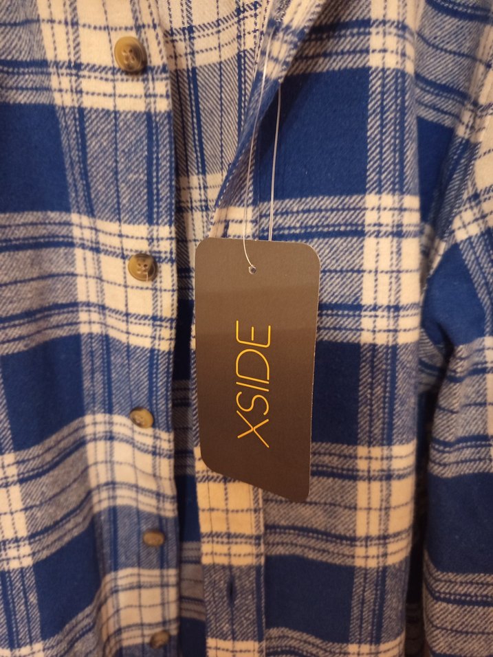 Mavi Ekose Pamuklu Kadın Gömlek - Görsel 4