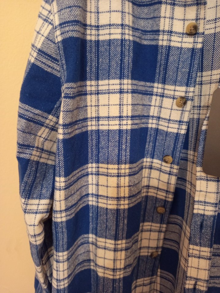 Mavi Ekose Pamuklu Kadın Gömlek - Görsel 2