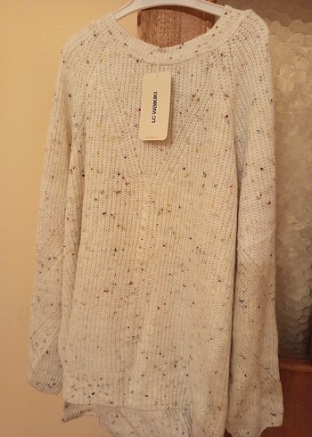 LC Waikiki Bohem Uzun Kollu Beyaz Triko Kazak - Görsel 3