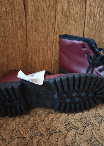 Bordo Erkek Bot, Kemer Detaylı, Vintage Stil - Görsel 2