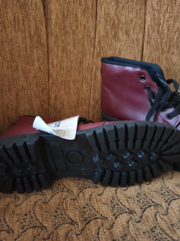 Bordo Erkek Bot, Kemer Detaylı, Vintage Stil - Görsel 2