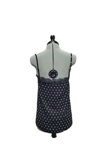 Dantel Detaylı Siyah Puantiyeli V Yaka - Görsel 2