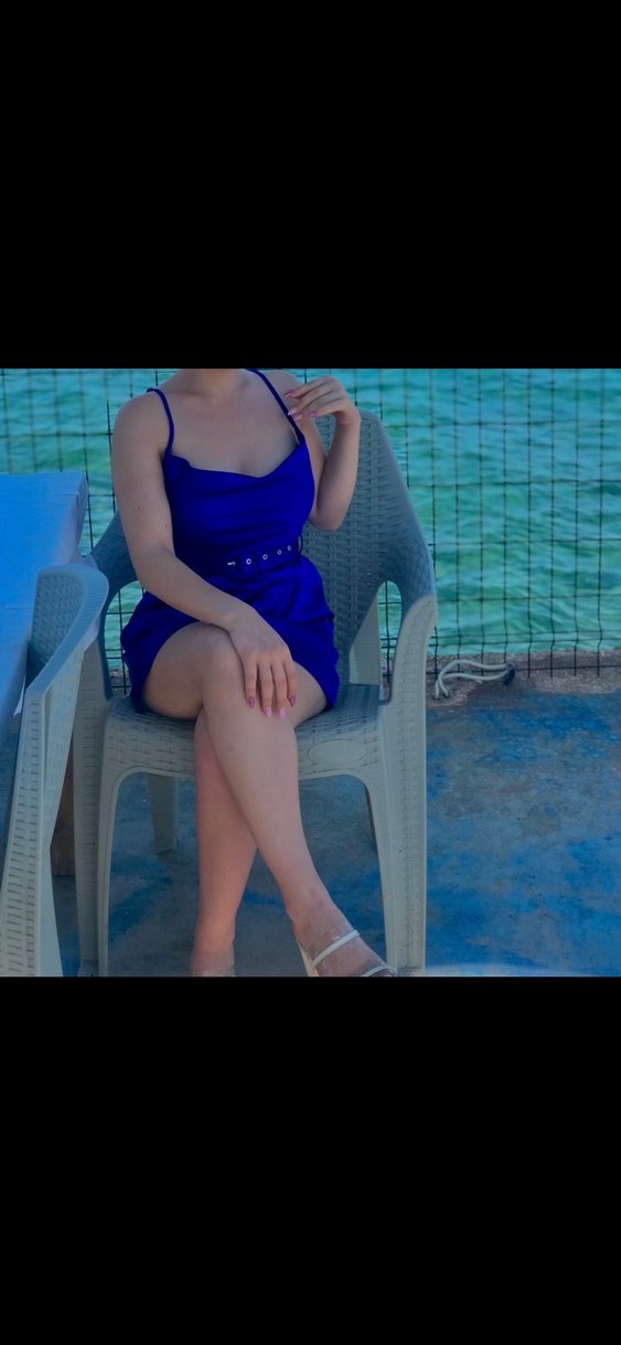 Parlak Mavi Mini Saten Elbise - Görsel 2