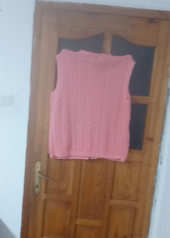 Zara Pembe Örgü Kolsuz Kadın Süveter