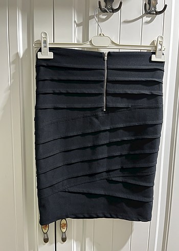 Siyah Pilili Midi Mini Etek - Görsel 2