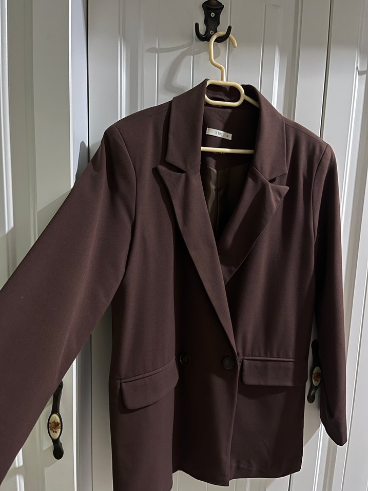 Kahverengi Düğmeli Kadın Blazer Ceket - Görsel 2