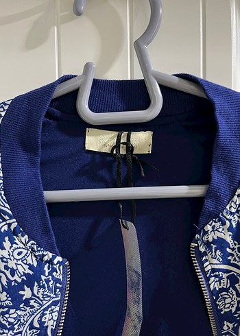 Mavi Bohem Desenli Kadın bomber Ceket Stradivarius - Görsel 3