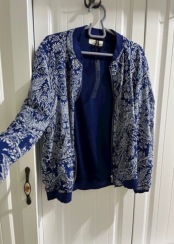 Mavi Bohem Desenli Kadın bomber Ceket Stradivarius - Görsel 2