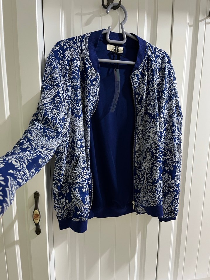 Mavi Bohem Desenli Kadın bomber Ceket Stradivarius - Görsel 2