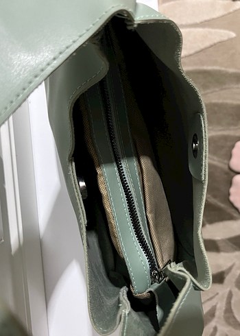 Su Yeşili Deri Minimalist Kadın Çanta - Görsel 2