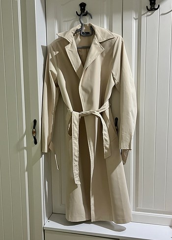 Bej Midi Kemerli Kadın Trençkot - Görsel 2