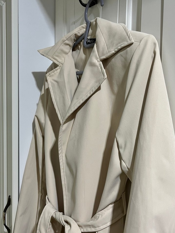 Bej Midi Kemerli Kadın Trençkot - Görsel 3